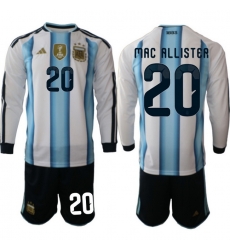 Argentina 2026 FIFA World Cup Soccer Jersey White LONG #20 MAC ALLISTER Argentina 2026 FIFA World Cup Soccer Jersey White LONG #20 MAC ALLISTER