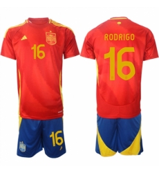 Men Spain Team 16 Rodrigo 2024 25 Red Home Soccer Jersey Suit Men Spain Team 16 Rodrigo 2024 25 Red Home Soccer Jersey Suit