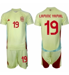 Men Spain Team 19 Lamine Yamal 2024 25 Yellow Away Soccer Jersey Suit Men Spain Team 19 Lamine Yamal 2024 25 Yellow Away Soccer Jersey Suit