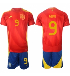 Men Spain Team 9 Gavi 2024 25 Red Home Soccer Jersey Suit Men Spain Team 9 Gavi 2024 25 Red Home Soccer Jersey Suit