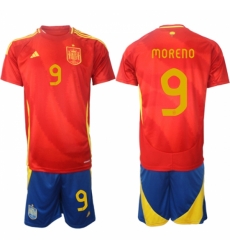 Men Spain Team 9 Gerard Moreno 2024 25 Red Home Soccer Jersey Suit Men Spain Team 9 Gerard Moreno 2024 25 Red Home Soccer Jersey Suit