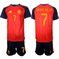 Spain 2026 FIFA World Cup Soccer Jersey Red #7 DAVID VILLA