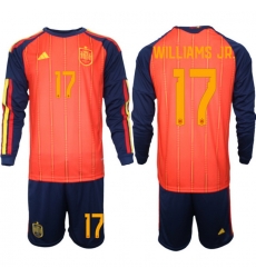 Spain 2026 FIFA World Cup Soccer Jersey Red LONG #17 WILLIAMS JR
