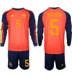 Spain 2026 FIFA World Cup Soccer Jersey Red LONG #5 HUIJSEN