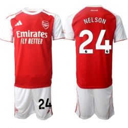 Men Arsenal 2026 Soccer Jerseys Red White #24 NELSON