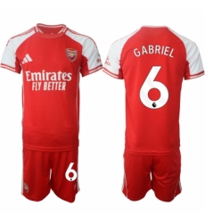 Men Arsenal FC 6 Gabriel Red 2025 Home Soccer Jersey Suit Men Arsenal FC 6 Gabriel Red 2025 Home Soccer Jersey Suit