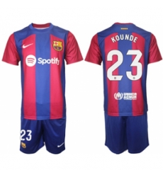 Men Barcelona 23 Kounde Blue Red 2023 24 Home Soccer Jersey Men Barcelona 23 Kounde Blue Red 2023 24 Home Soccer Jersey