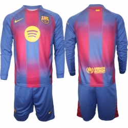 Men FC Barcelona 2026 Soccer Jerseys Red Long BLANK