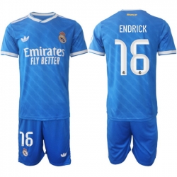 Men Real Madrid 2026 Soccer Jerseys Blue #16 ENDRICK