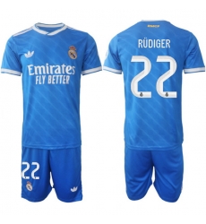Men Real Madrid 2026 Soccer Jerseys Blue #22 RUDIGER