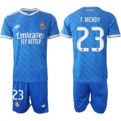 Men Real Madrid 2026 Soccer Jerseys Blue #23 F.MENDY