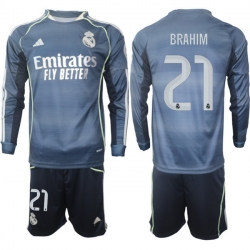 Men Real Madrid 2026 Soccer Jerseys DarkBlue Long #21 BRAHIM