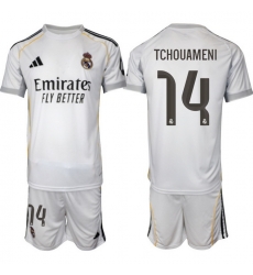 Men Real Madrid 2026 Soccer Jerseys White #14 TCHOUAMENI