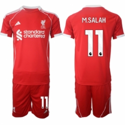 Men Liverpool 11 Mohamed Salah 2025 Red Home Soccer Jersey Suit