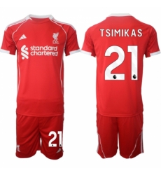 Men Liverpool 21 Kostas Tsimikas 2025 Red Home Soccer Jersey Suit Men Liverpool 21 Kostas Tsimikas 2025 Red Home Soccer Jersey Suit