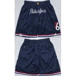 Men Philadelphia 76ers Navy Shorts  Run Small 