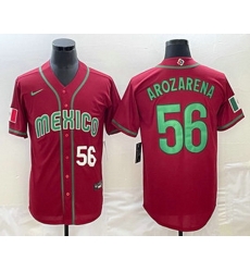 Mens Mexico Baseball #56 Randy Arozarena Number 2023 Red World Classic Stitched Jersey