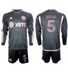 Men Inter Miami CF 5 sergio 2023 24 Black Away Soccer Jersey Suit Men Inter Miami CF 5 sergio 2023 24 Black Away Soccer Jersey Suit