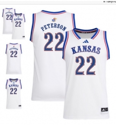 NCAA Kansas #22 Peterson Basketball White Jersey