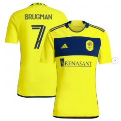 Mens Nashville SC Gastón Brugman adidas Yellow 2024 The 615 Kit Replica Player Jersey