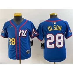 Youth National League 28 Matt Olson Blue 2025 All Star Edition Limited Stitched Baseball Jersey