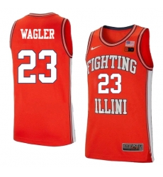 Men's #23 Keaton Wagler Illinois Fighting Illini College Basketball Jersey Orange