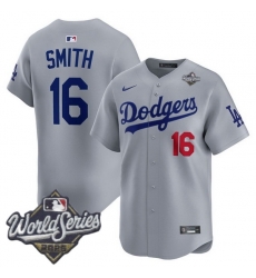 Men Los Angeles Dodgers 16 Will Smith 2025 World Series Cool Base Stitched Baseball Jersey Gray Men Los Angeles Dodgers 16 Will Smith 2025 World Series Cool Base Stitched Baseball Jersey Gray