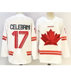Men Canada Hockey 17 Macklin Celebrini White Stitched Jersey Men Canada Hockey 17 Macklin Celebrini White Stitched Jersey