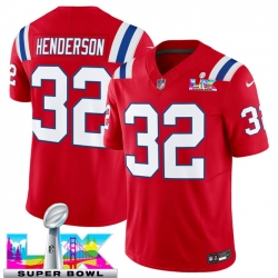 Men New England Patriots 32 TreVeyon Henderson Red 2025 F U S E  Super Bowl LX Patch Vapor Limited Stitched Football Jersey