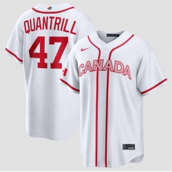 Men Canada Baseball  47 Cal Quantrill White 2026 World Baseball Classic Home Stadium Stitched Jersey