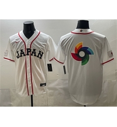 Men Japan Baseball Team Big Logo White 2026 World Baseball Classic Home Stadium Stitched Jersey Men Japan Baseball Team Big Logo White 2026 World Baseball Classic Home Stadium Stitched Jersey