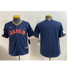 Youth Japan Baseball Blank Navy 2026 World Baseball Classic Road Stadium Stitched Baseball Jersey