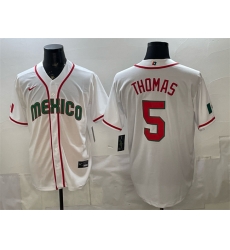 Men Mexico Baseball 5 Alek Thomas White 2026 World Baseball Classic Home Stadium Stitched Jersey Men Mexico Baseball 5 Alek Thomas White 2026 World Baseball Classic Home Stadium Stitched Jersey