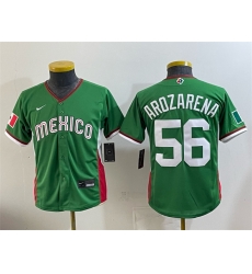 Youth Mexico Baseball 56 Randy Arozarena Green 2026 World Baseball Classic Stadium Stitched Baseball Jersey Youth Mexico Baseball 56 Randy Arozarena Green 2026 World Baseball Classic Stadium Stitched Baseball Jersey