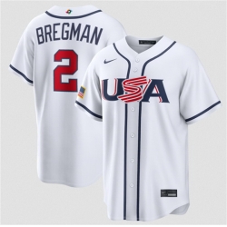 Men USA Baseball  2 Alex Bregman White 2026 World Baseball Classic Home Stadium Stitched Jersey