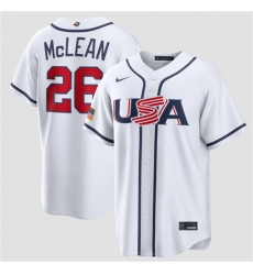 Men USA Baseball  26 Nolan McLean White 2026 World Baseball Classic Home Stadium Stitched Jersey