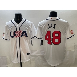 Men USA Baseball  48 Griffin Jax White 2026 World Baseball Classic Home Stadium Stitched Jersey