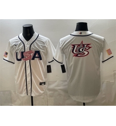 Men USA Baseball White 2026 World Baseball Classic Big Logo Home Stadium Stitched Jersey Men USA Baseball White 2026 World Baseball Classic Big Logo Home Stadium Stitched Jersey