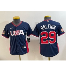 Youth USA Baseball 29 Cal Raleigh Navy 2026 World Baseball Classic Stadium Stitched Baseball Jersey Youth USA Baseball 29 Cal Raleigh Navy 2026 World Baseball Classic Stadium Stitched Baseball Jersey
