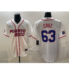 Men Puerto Rico Baseball 63 Fernando Cruz White 2026 World Baseball Classic Home Stadium Stitched Jersey Men Puerto Rico Baseball 63 Fernando Cruz White 2026 World Baseball Classic Home Stadium Stitched Jersey